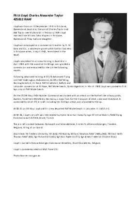 A preview of a PDF biography for Taylor, Lloyd Charles Alexander